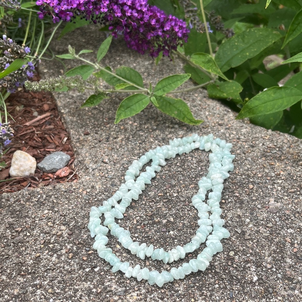 Aventurine Stone Long Strand‎ Opera Style Vintage Necklace
